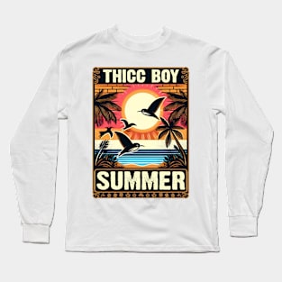 Tropical Thicc Boy Summer with Palm Tree Sunset Long Sleeve T-Shirt